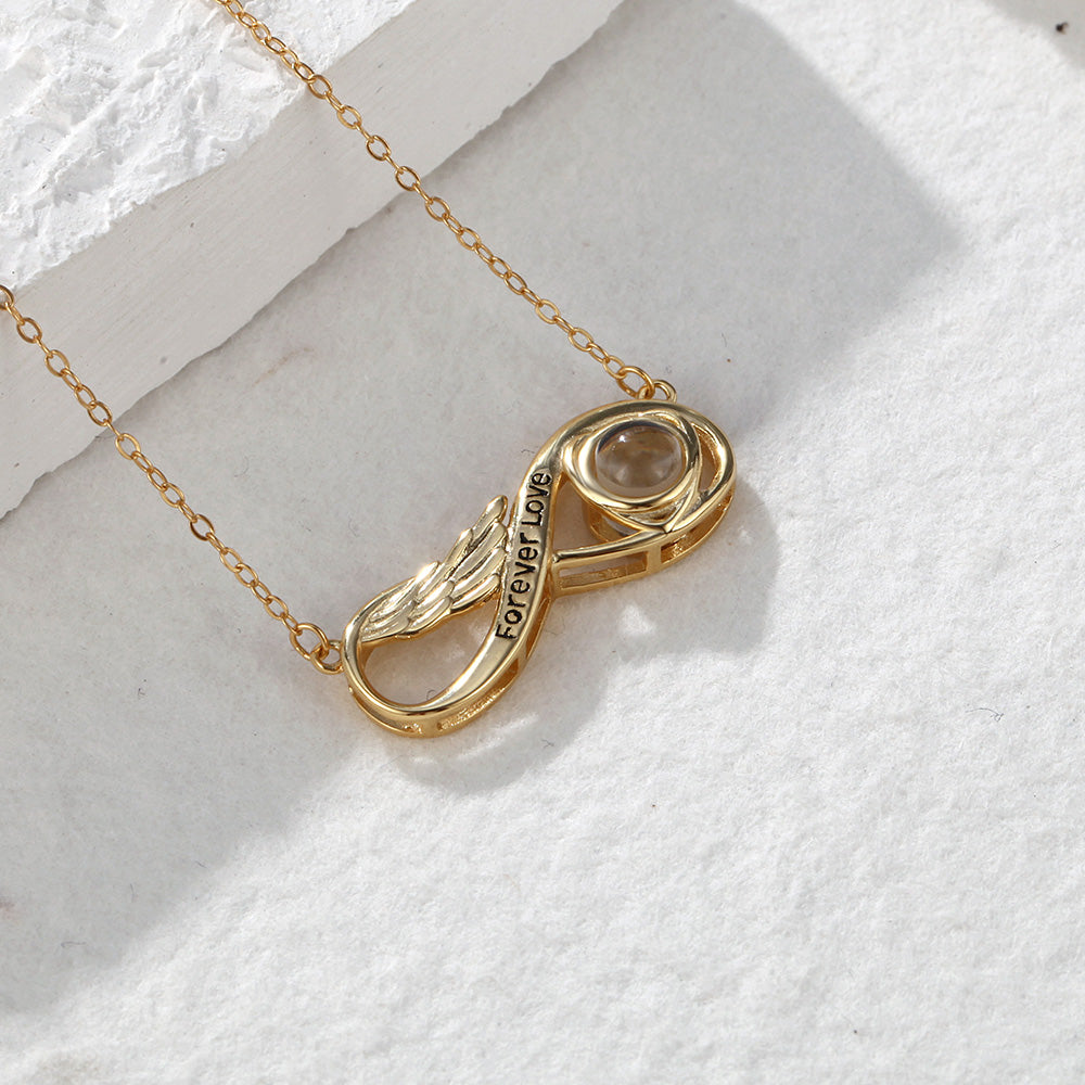 Custom Projection Necklace Engraved Forever Love Infinity Necklace Silver- mikcustom.com