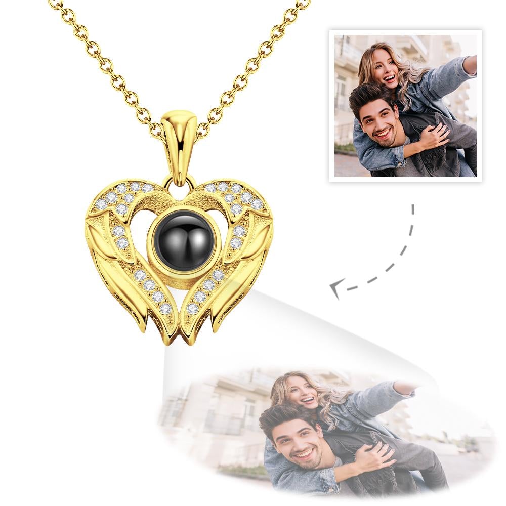 Personalized Angel Wings Photo Projection Necklace- mikcustom.com