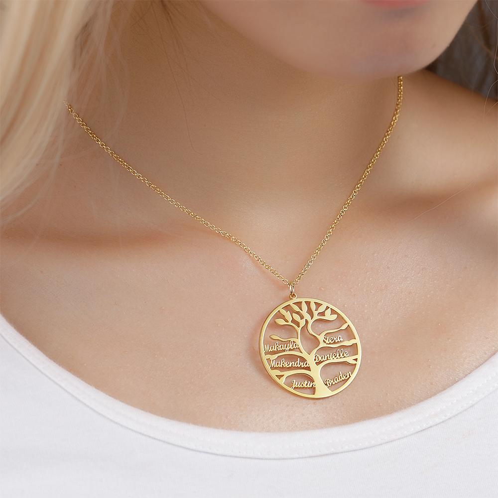 Tree of Life Necklace Custom 1-9 Names Family Tree Pendant Necklace- mikcustom.com