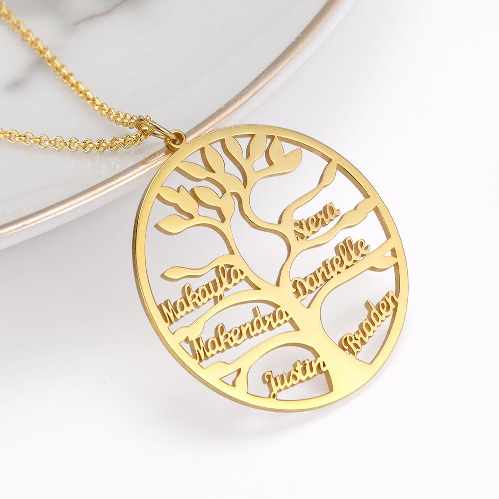 Tree of Life Necklace Custom 1-9 Names Family Tree Pendant Necklace- mikcustom.com