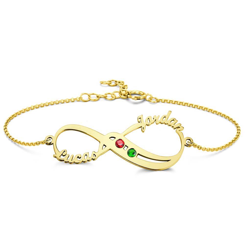 Personalized Birthstone Bracelet Custom Name Infinity Bracelet- mikcustom.com