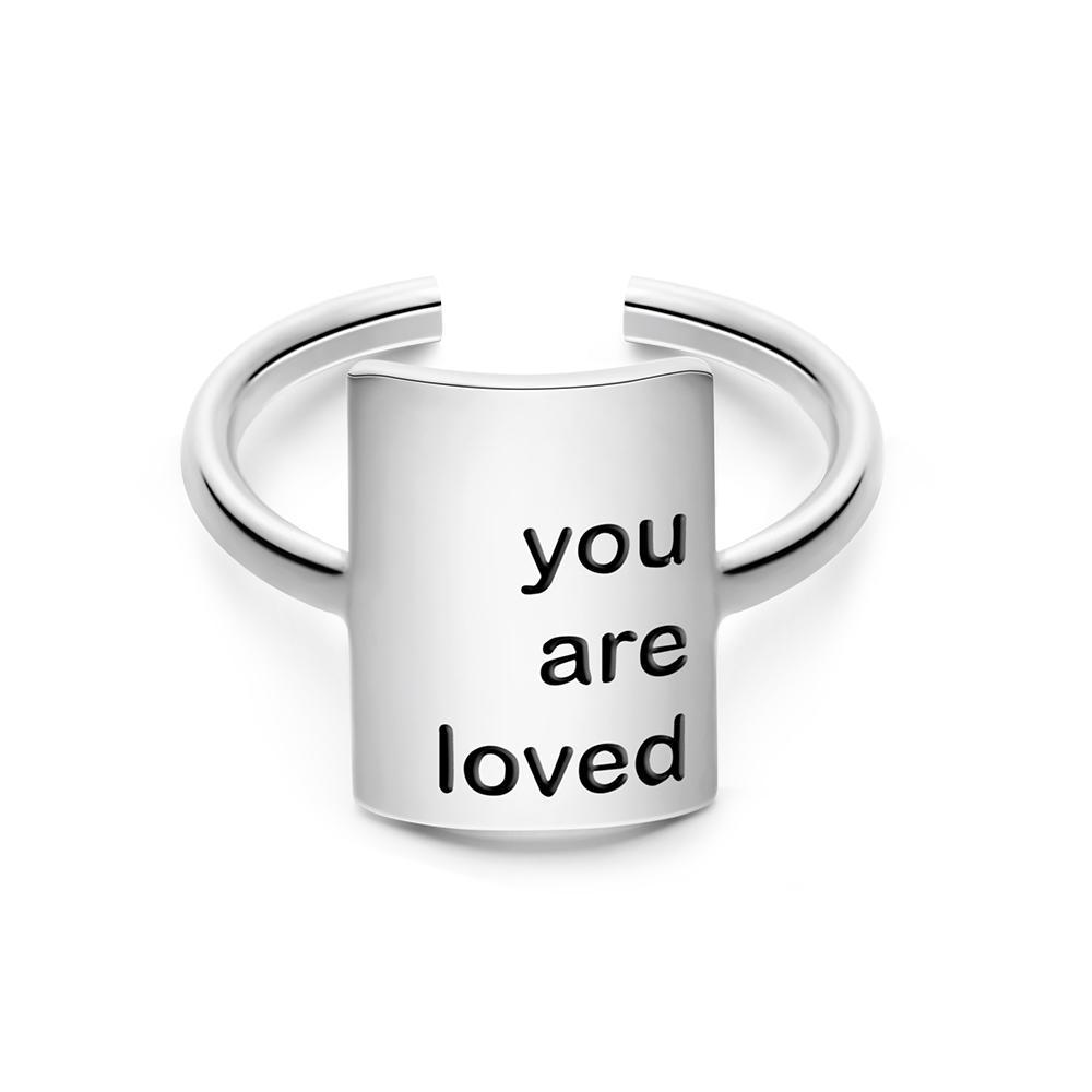 Custom Engraved Rings Square Adjustable Opening Ring for Women- mikcustom.com
