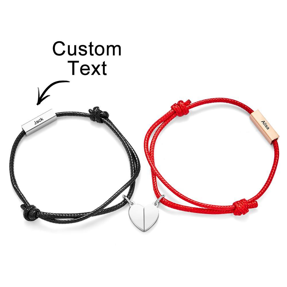 Custom Engraved Bracelet Heart Magnetic Couple Bracelets- mikcustom.com