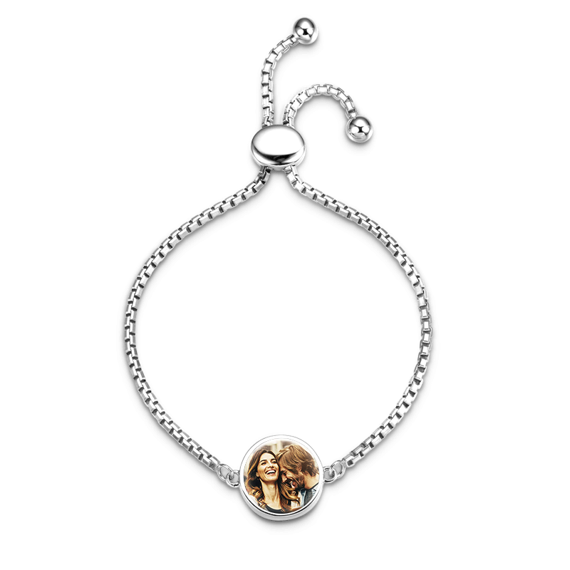 Personalized Circle Photo Bracelet	for Women- mikcustom.com