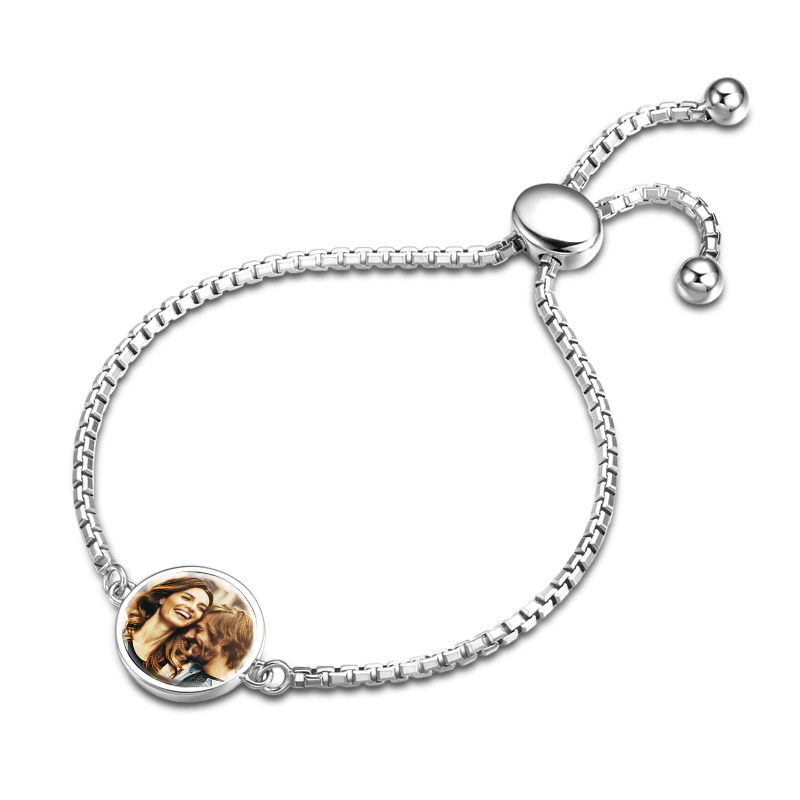 Personalized Circle Photo Bracelet	for Women- mikcustom.com
