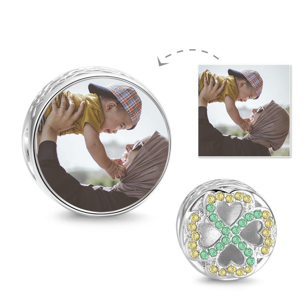Green Four-leaf Clover Custom Photo Charm- mikcustom.com