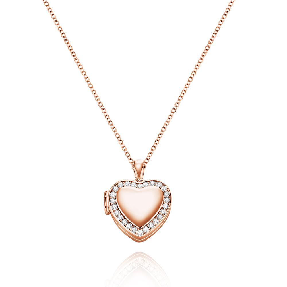 Custom Heart Shaped Photo Locket Necklace with Engraving- mikcustom.com