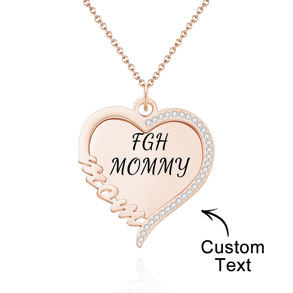Custom Engraved Necklace Heart Rhinestones Name Necklace Gift for Mother's Day- mikcustom.com