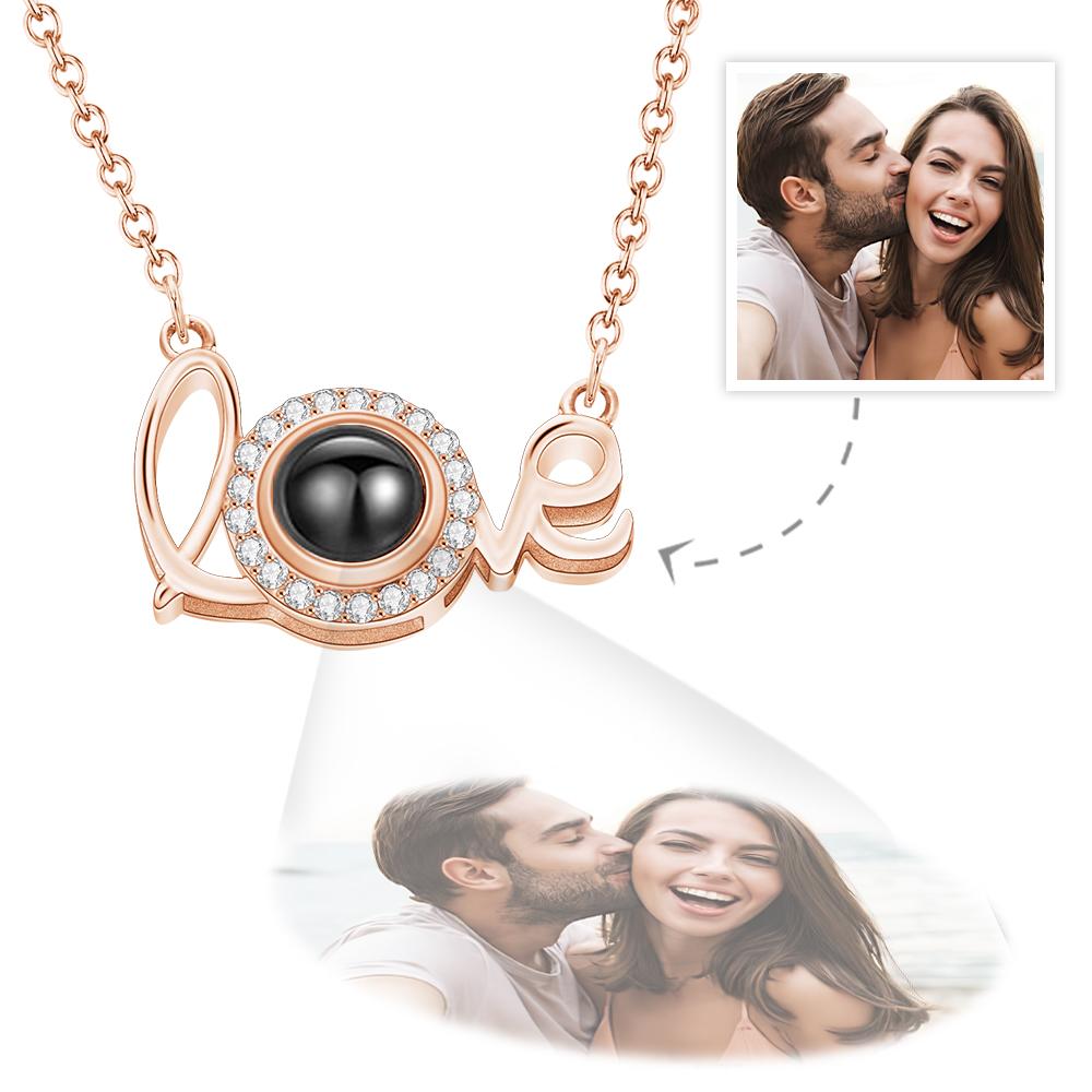 Custom Love Projection Necklace Personalized Picture Jewelry Silver- mikcustom.com