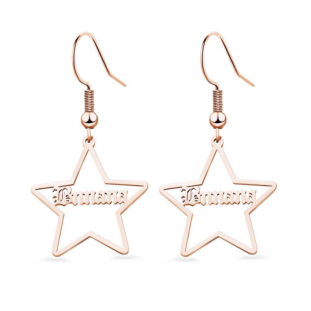 Custom Engraved Name Earrings Stainless Steel Star-shaped Earrings- mikcustom.com