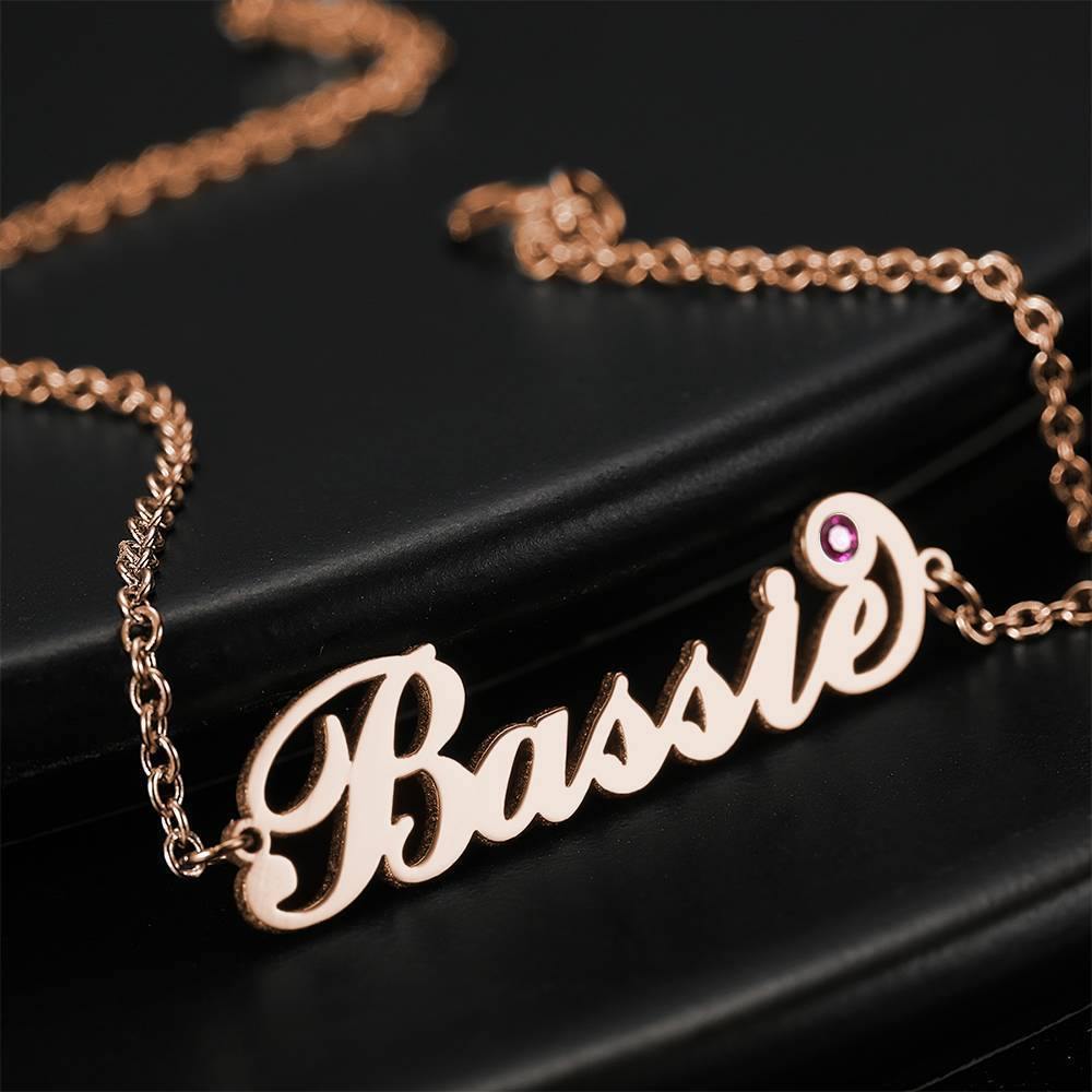 Personalized Name Bracelet with Custom Birthstone - Copper- mikcustom.com