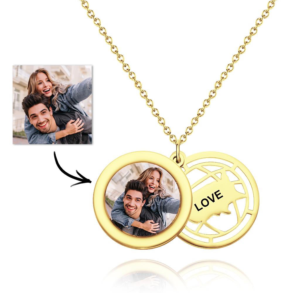 Personalized Photo Engraved Necklace Slidable Global Travel Locket Necklaces- mikcustom.com