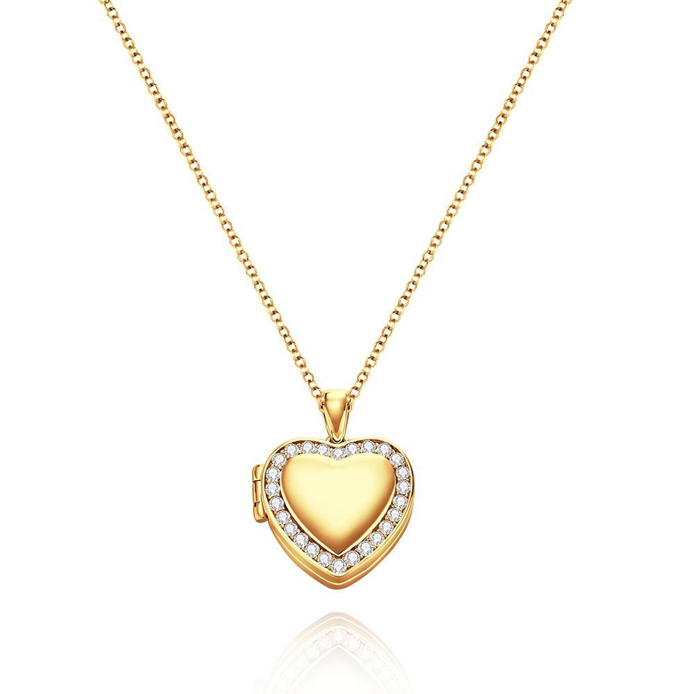 Custom Heart Shaped Photo Locket Necklace with Engraving- mikcustom.com