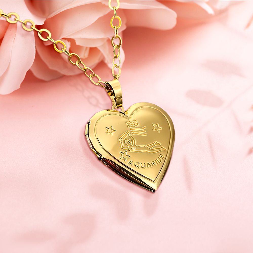 Personalized Constellations Heart Locket Necklace- mikcustom.com