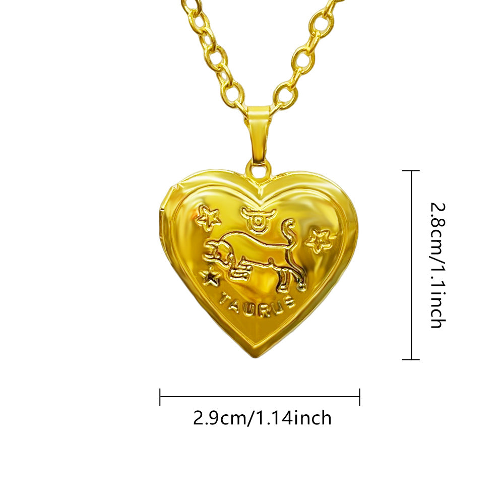Personalized Constellations Heart Locket Necklace- mikcustom.com