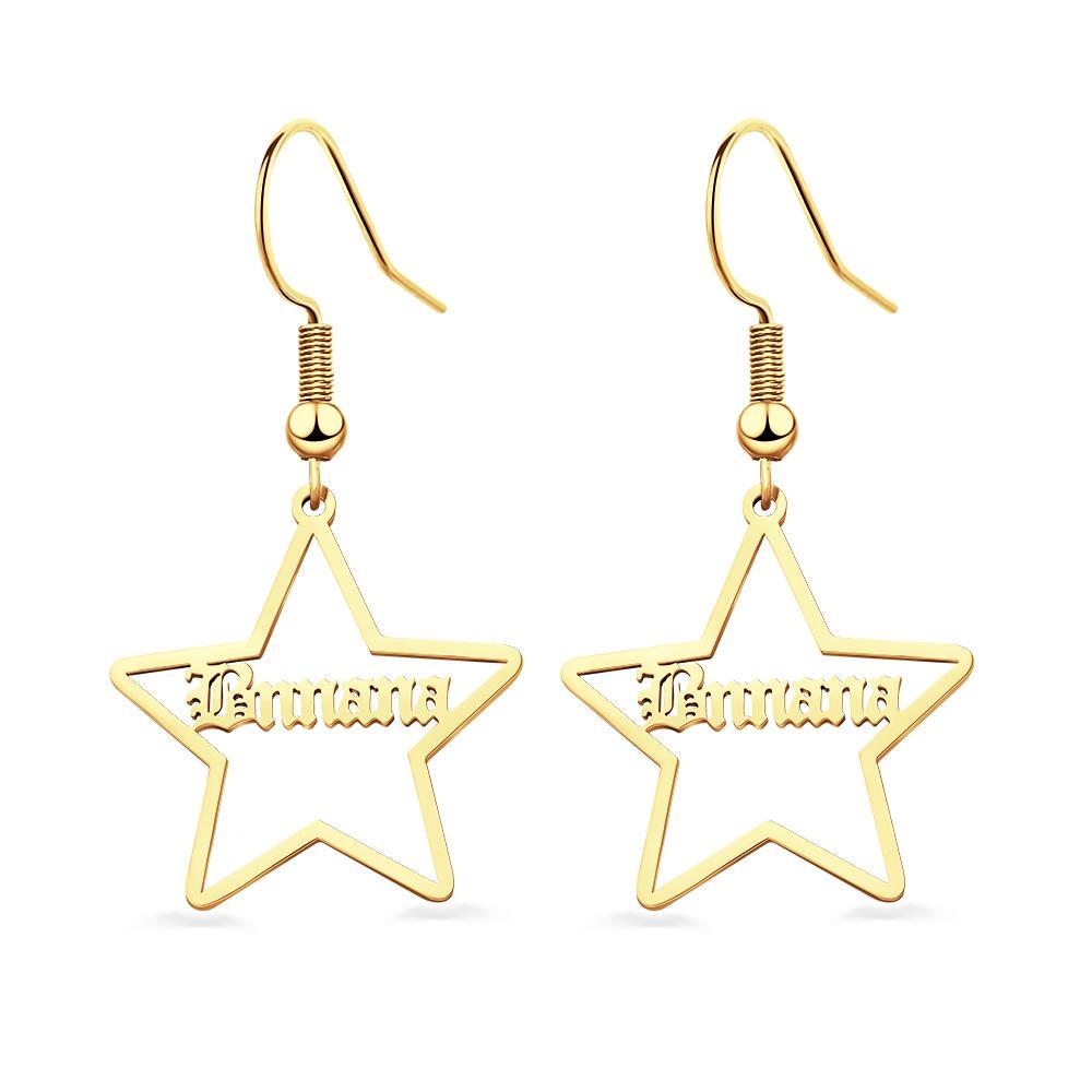 Custom Engraved Name Earrings Stainless Steel Star-shaped Earrings- mikcustom.com