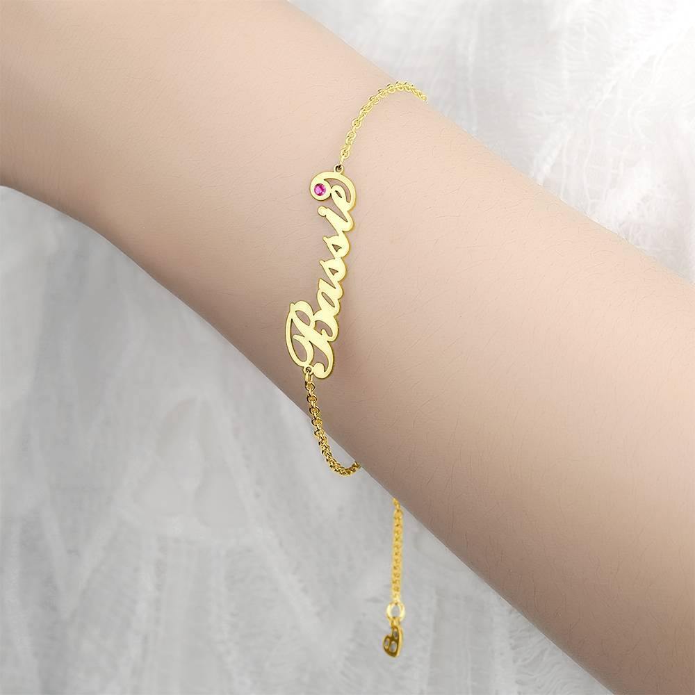Personalized Name Bracelet with Custom Birthstone - Copper- mikcustom.com