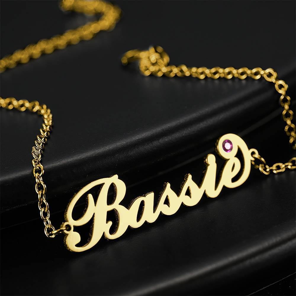 Personalized Name Bracelet with Custom Birthstone - Copper- mikcustom.com