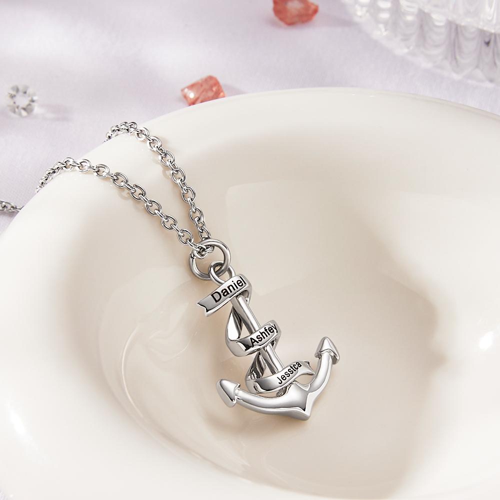 Custom Engraved Name Necklace Anchor Pendant Necklace- mikcustom.com