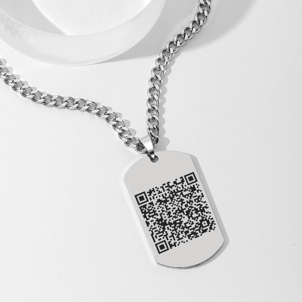 Customized Photo Men's Jewelry Engraved QR Code Necklace- mikcustom.com
