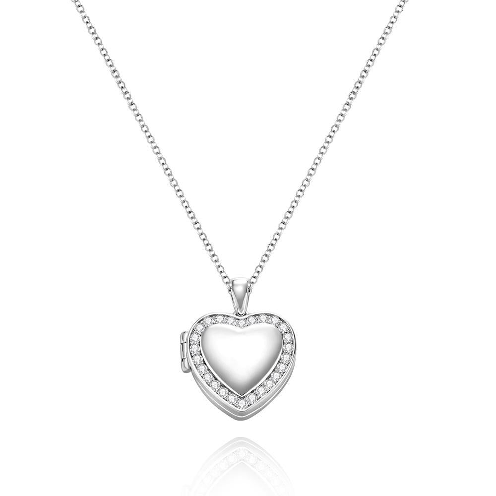 Custom Heart Shaped Photo Locket Necklace with Engraving- mikcustom.com