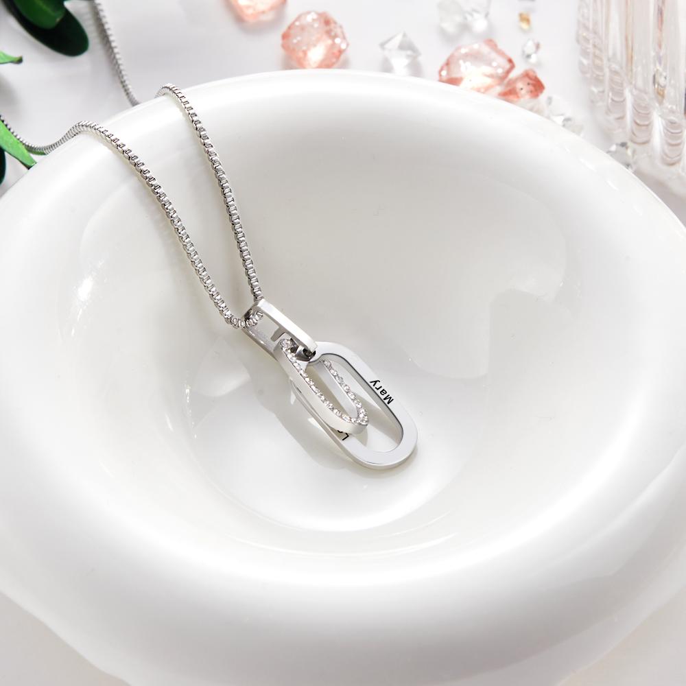 Custom Engraved Necklace Double Ring Necklace Unique Gift for Women- mikcustom.com