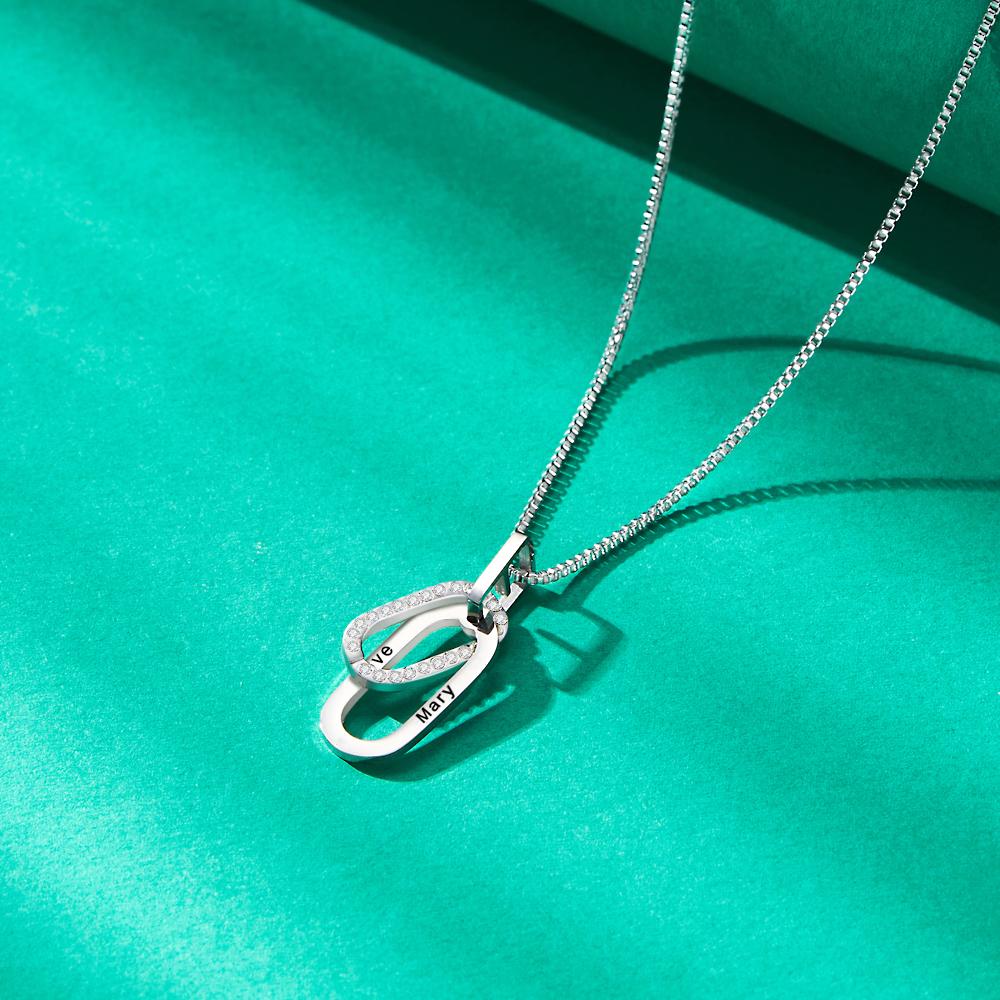 Custom Engraved Necklace Double Ring Necklace Unique Gift for Women- mikcustom.com