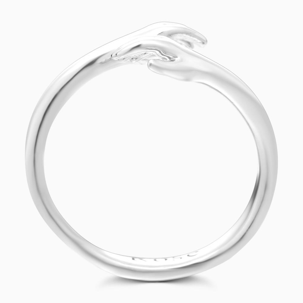 Custom Name Hug Rings Engraved Hugging Hands Open Ring Stainless Steel- mikcustom.com