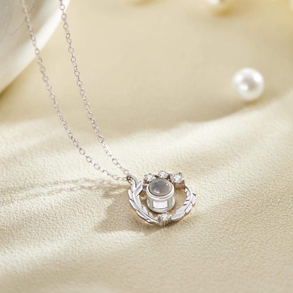 Custom Wreath Jewelry Photo Projection Necklace 925 Sterling Silver- mikcustom.com