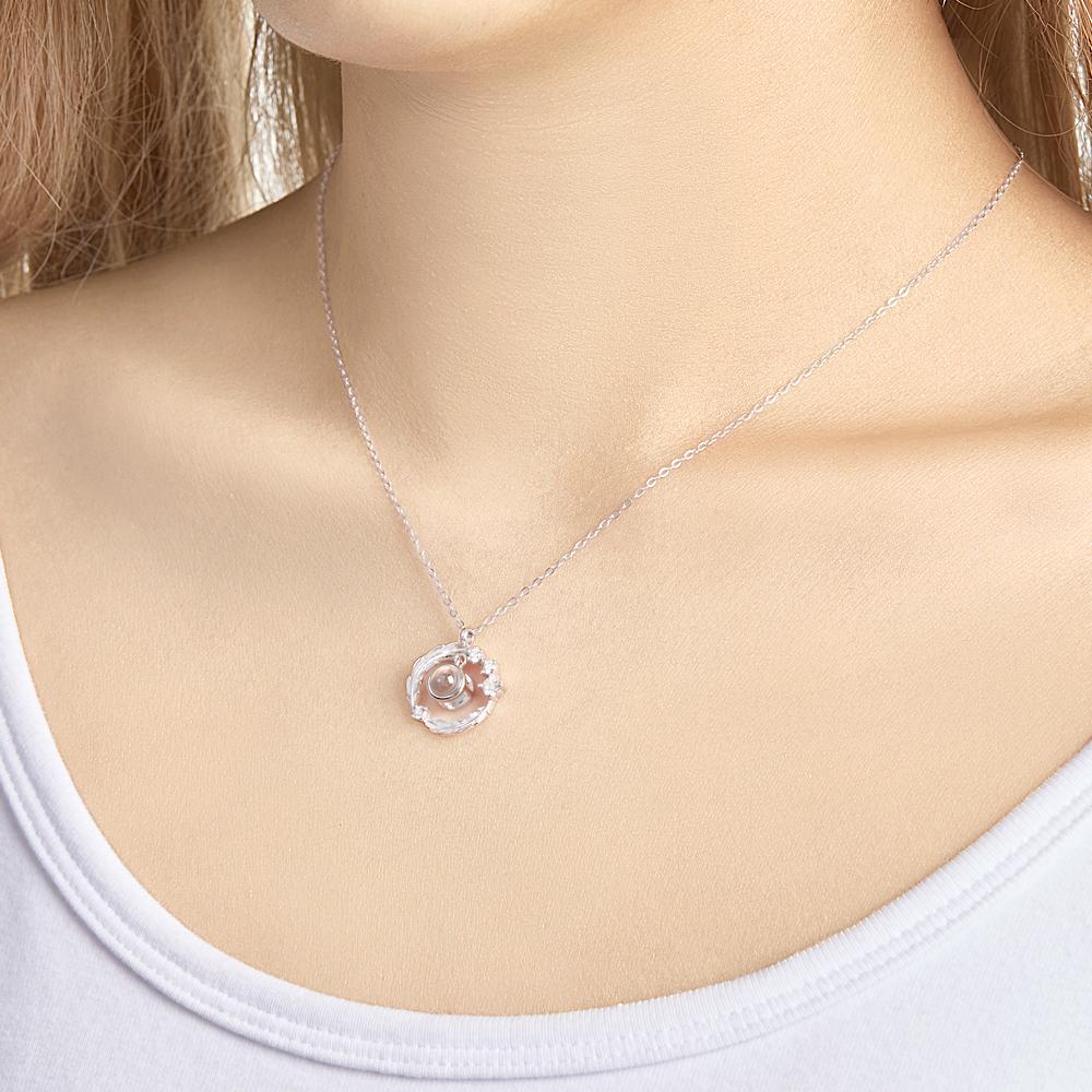 Custom Wreath Jewelry Photo Projection Necklace 925 Sterling Silver- mikcustom.com