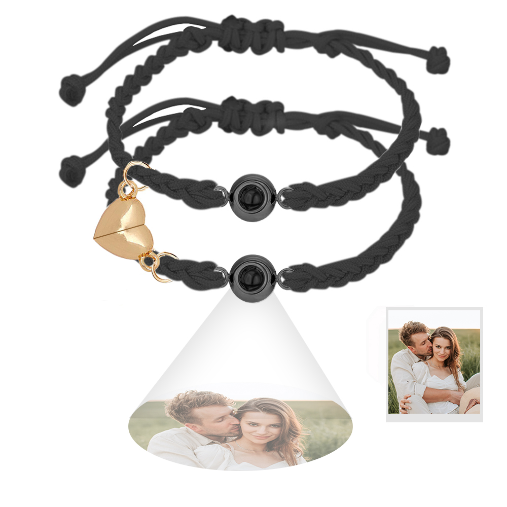 Custom Projection Bracelet Magnetic Heart Couple Bracelets- mikcustom.com