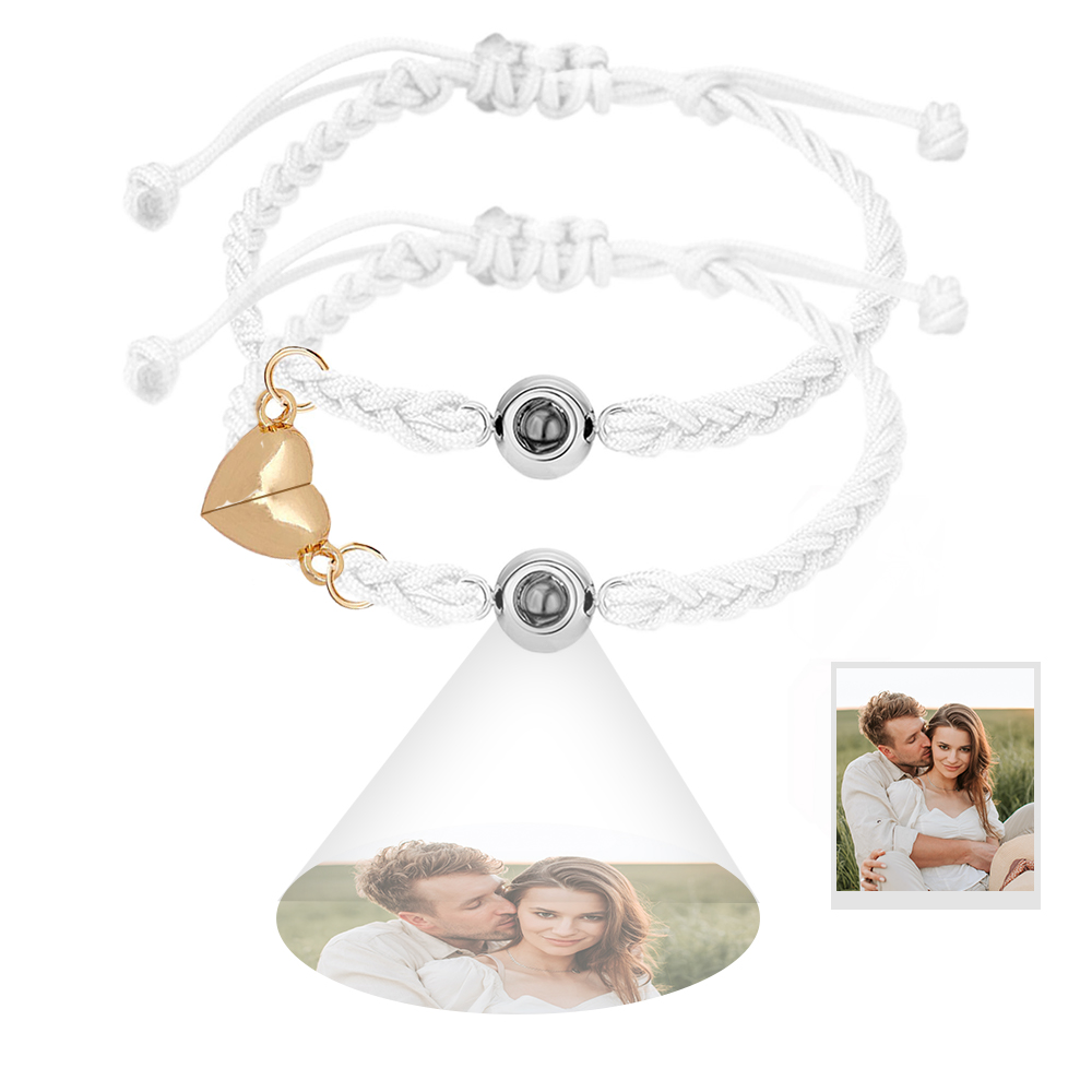 Custom Projection Bracelet Magnetic Heart Couple Bracelets- mikcustom.com