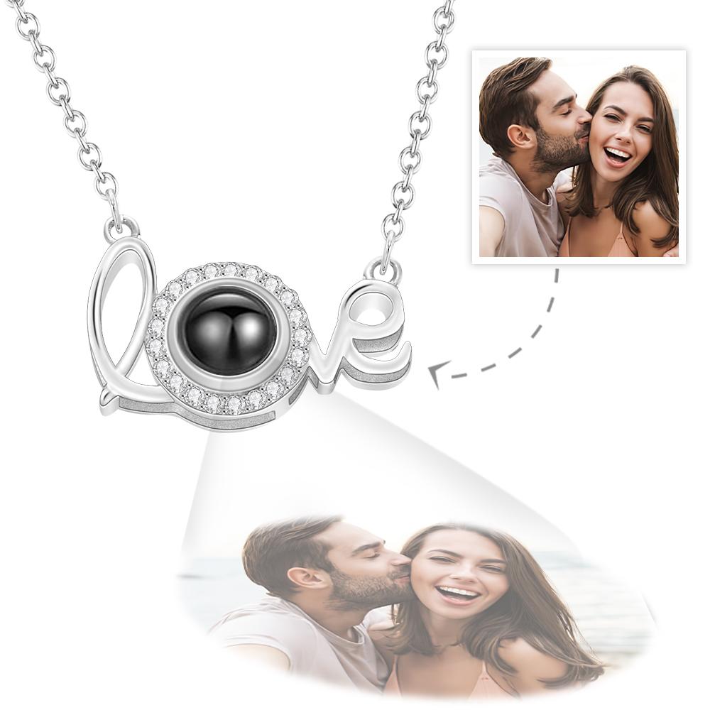 Custom Love Projection Necklace Personalized Picture Jewelry Silver- mikcustom.com