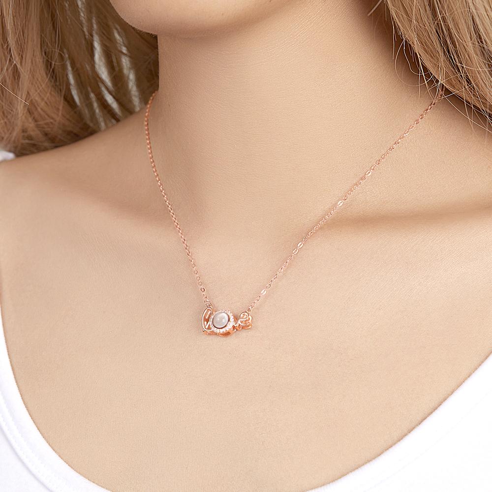 Custom Love Projection Necklace Personalized Picture Jewelry Silver- mikcustom.com
