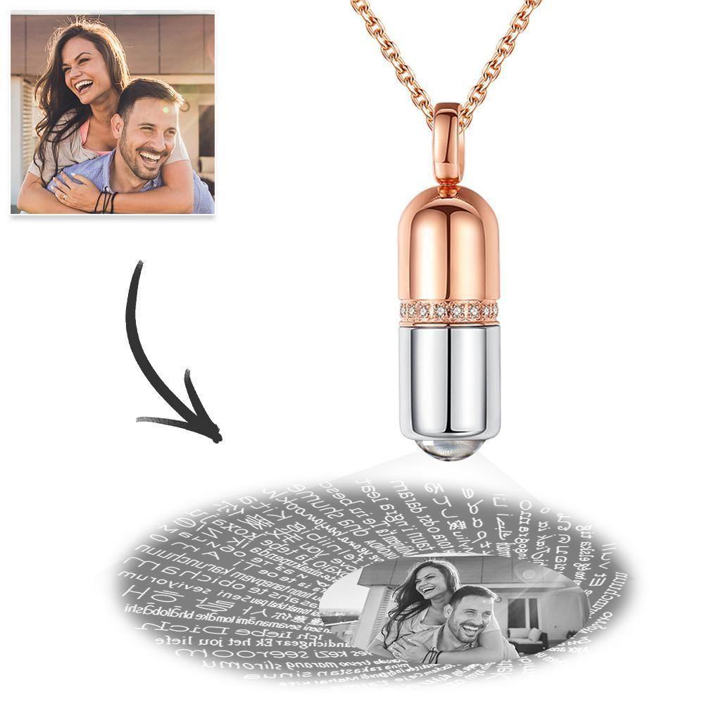 I Love You Necklace in 100 Languages Custom Photo Projection Necklace- mikcustom.com