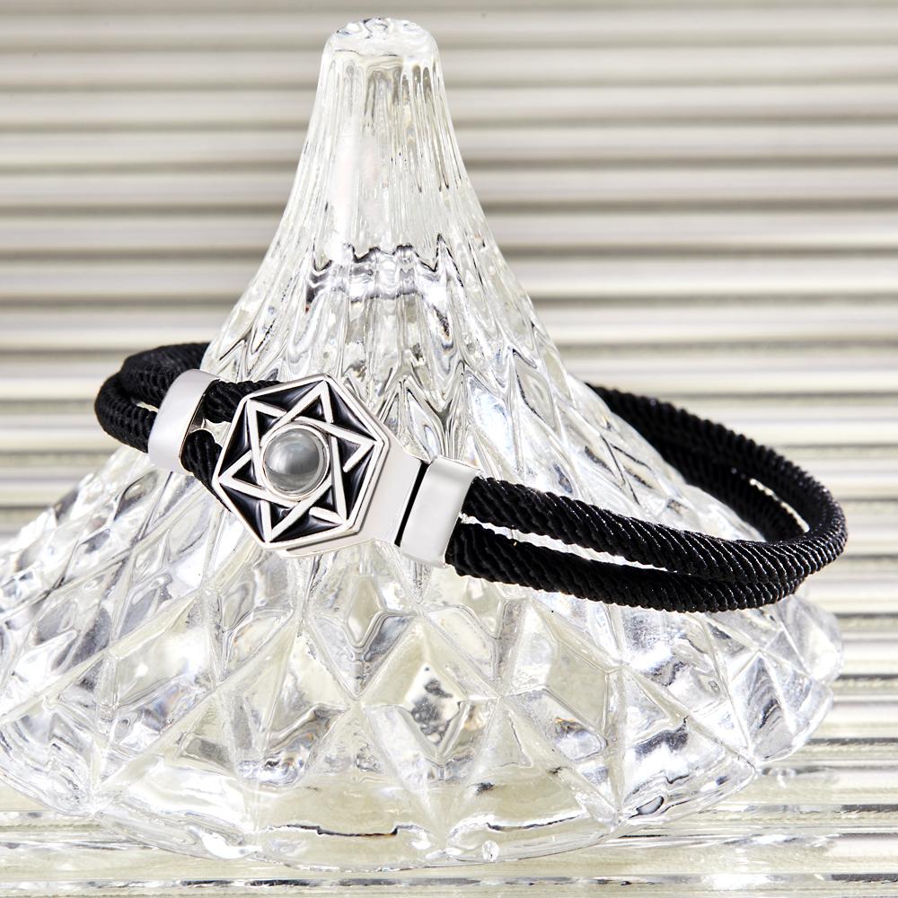 Custom Projection Bracelet Hexagram Couple Braided Bracelet S925 Silver- mikcustom.com