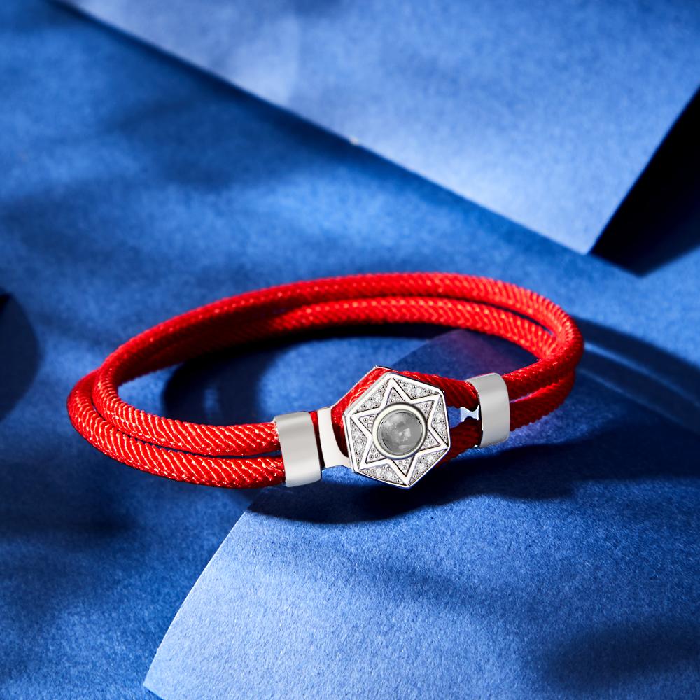 Custom Projection Bracelet Hexagram Couple Braided Bracelet S925 Silver- mikcustom.com