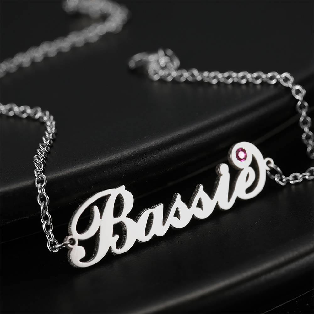 Personalized Name Bracelet with Custom Birthstone - Copper- mikcustom.com