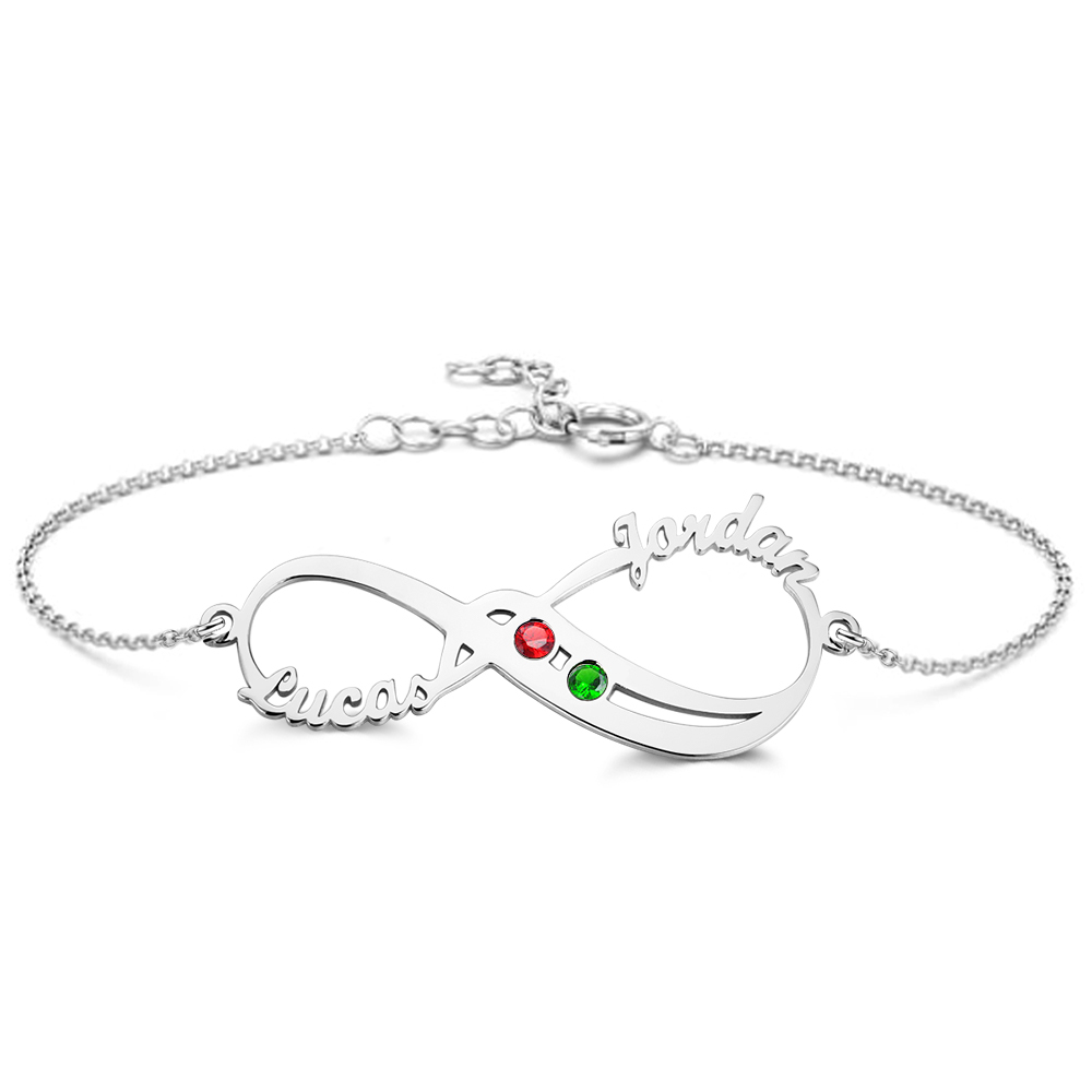 Personalized Birthstone Bracelet Custom Name Infinity Bracelet- mikcustom.com