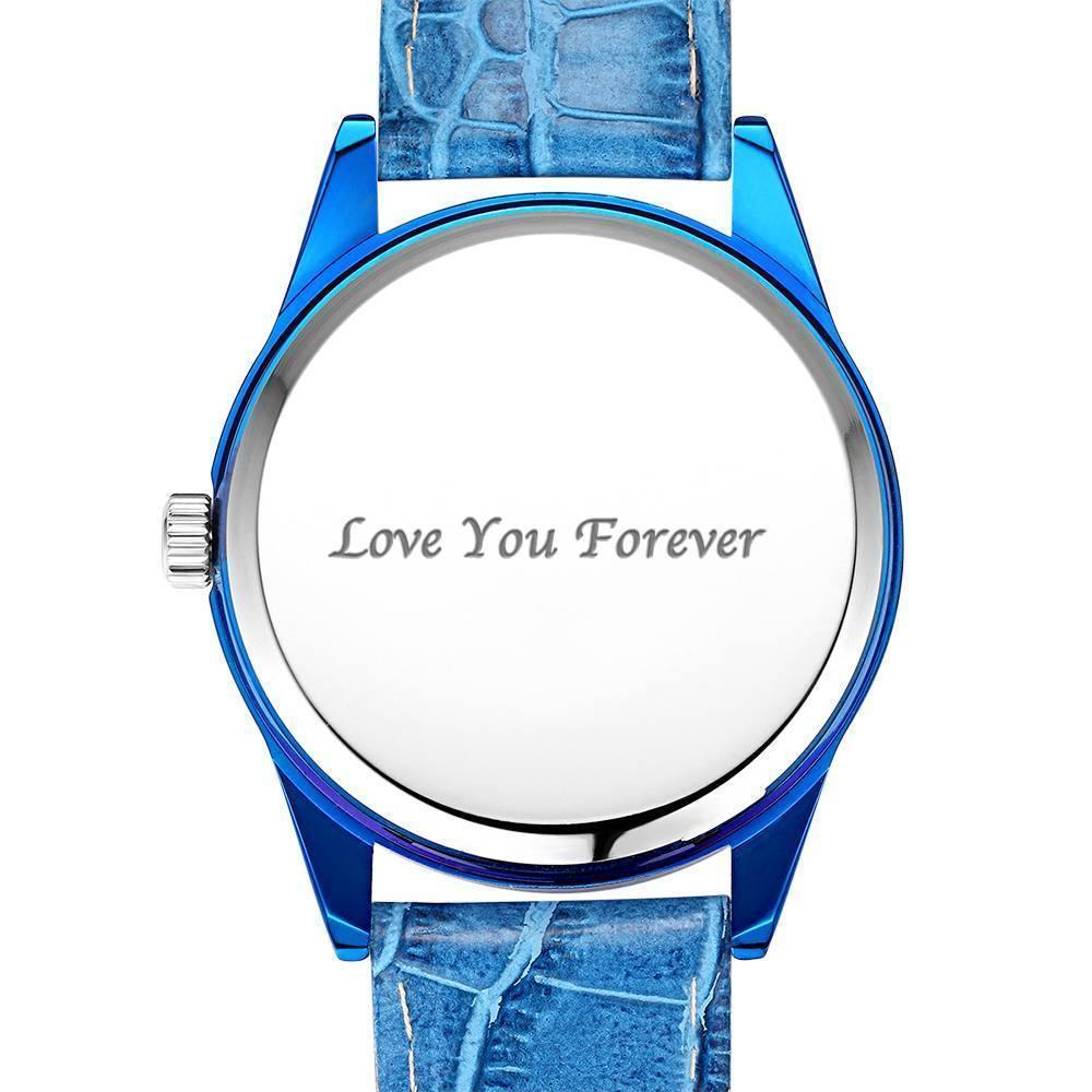 Personalized Men's Photo Watch with Leather Strap- mikcustom.com