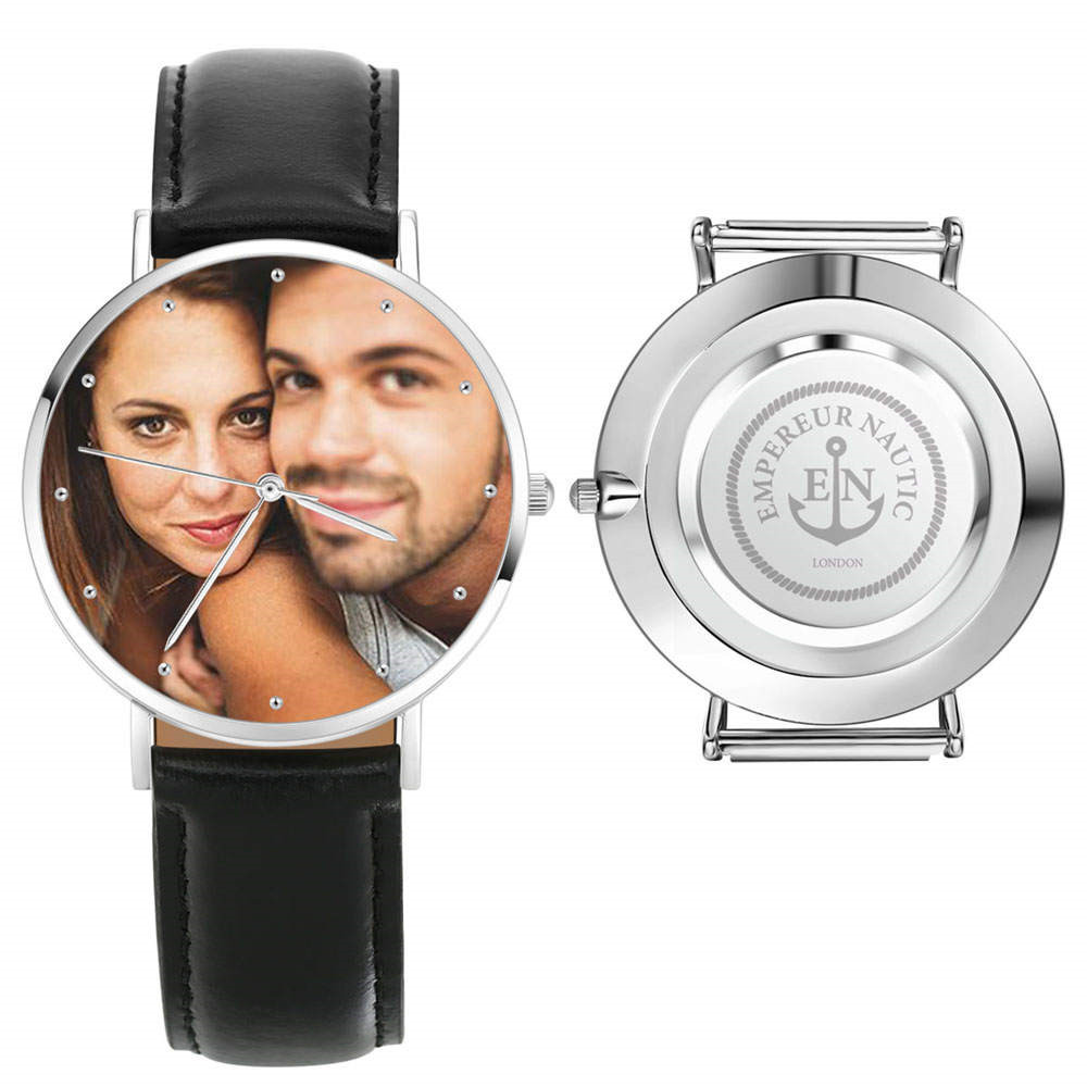 Personalised Genuine Leather Photo Watch For Men - 40mm- mikcustom.com