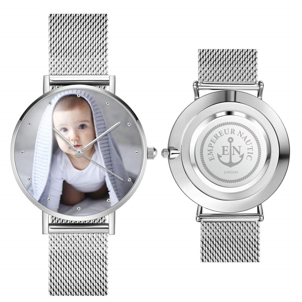 Custom Engraved Alloy Strap Unisex Photo Watch 36mm/40mm- mikcustom.com