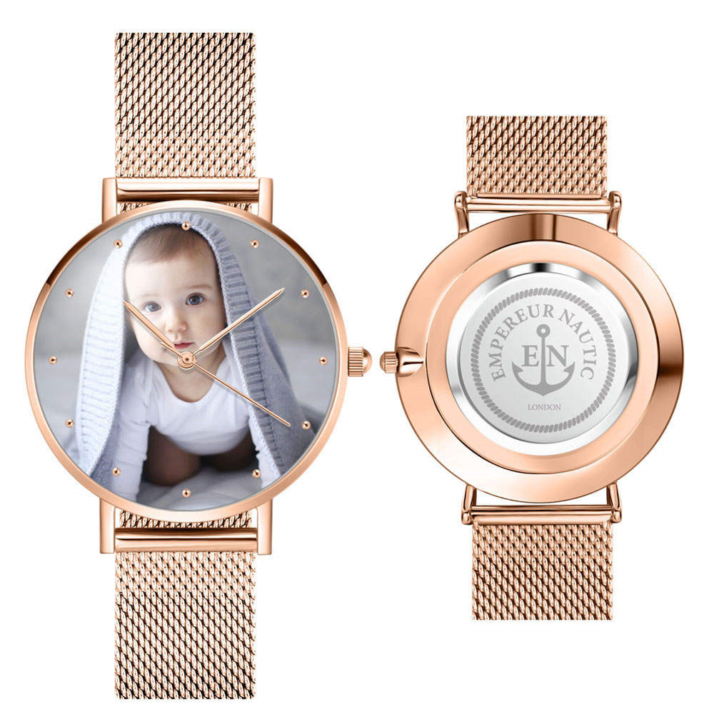 Custom Engraved Alloy Strap Unisex Photo Watch 36mm/40mm- mikcustom.com