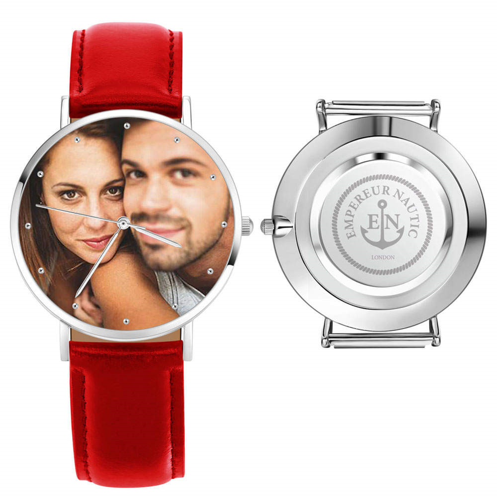 Personalised Genuine Leather Photo Watch For Men - 40mm- mikcustom.com