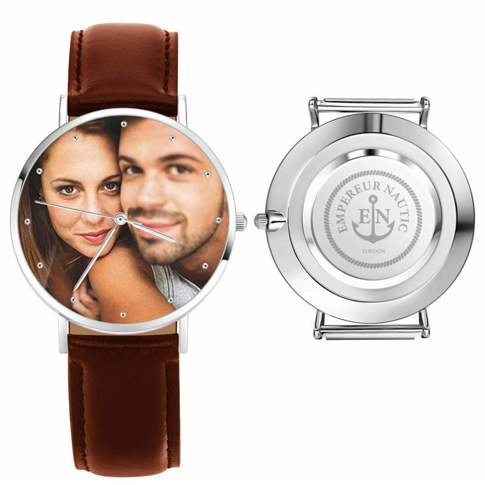 Personalised Genuine Leather Photo Watch For Men - 40mm- mikcustom.com