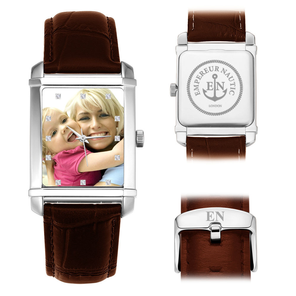 Custom Men's Rectangular Watch Engraved Buckle Genuine Leather Watch 40*33mm- mikcustom.com