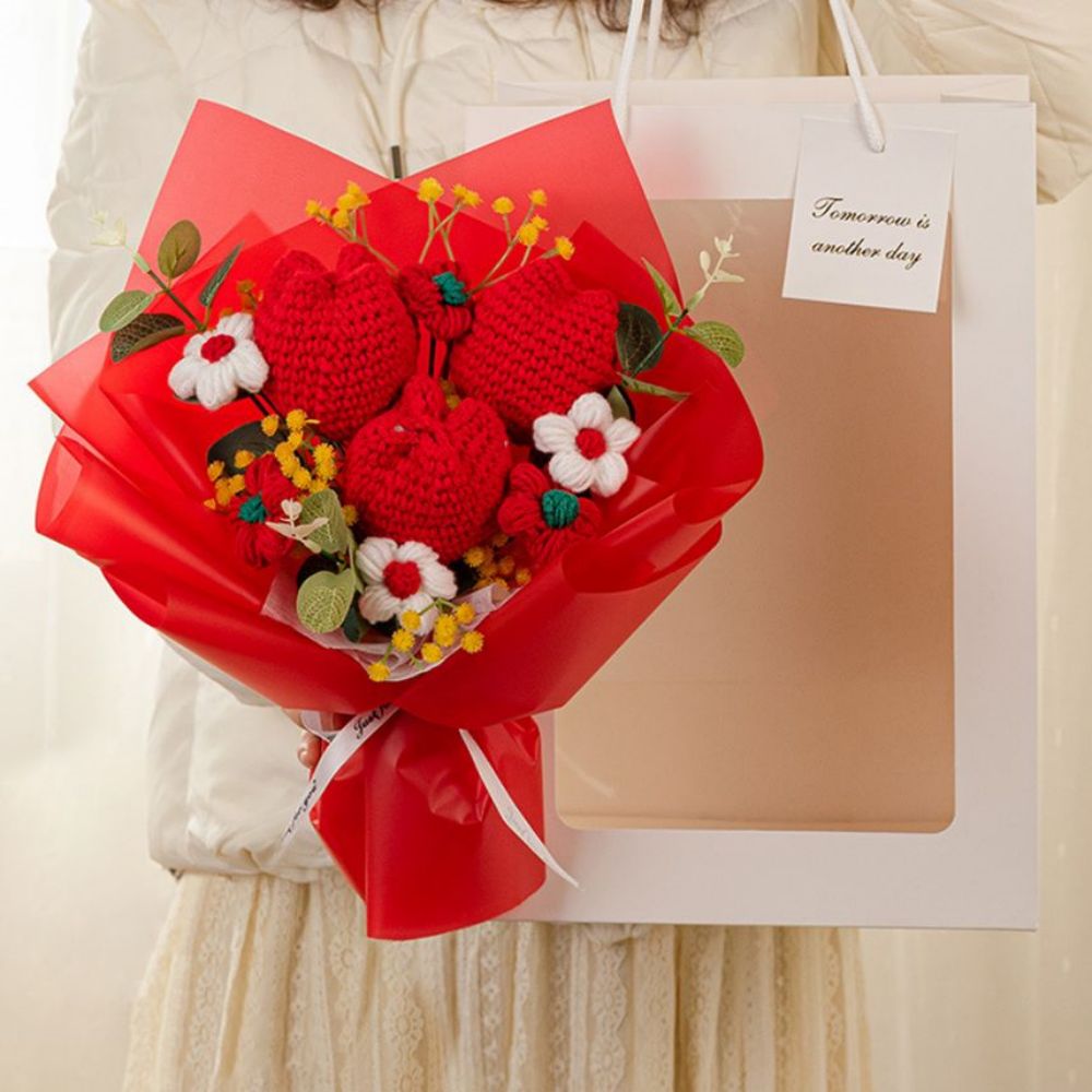 Crochet Flowers Bouquet Handmade Knitted Tulip Bouquet- mikcustom.com