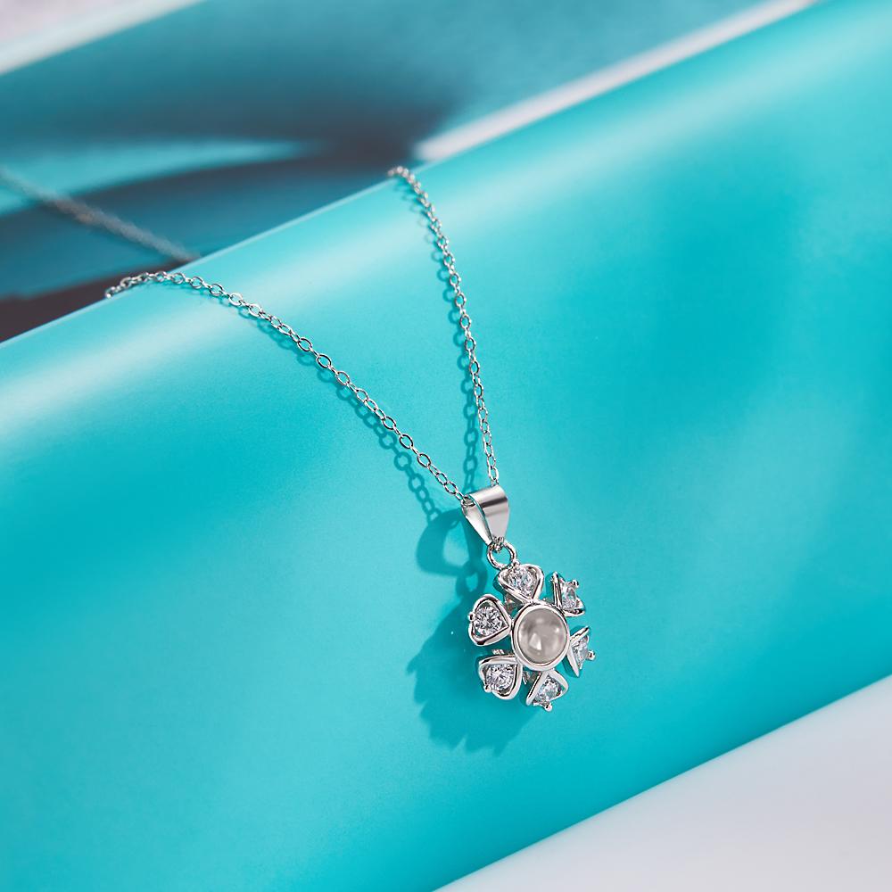 Custom Projection Necklace Personalized Flower Photo Necklace 925 Sterling Silver- mikcustom.com