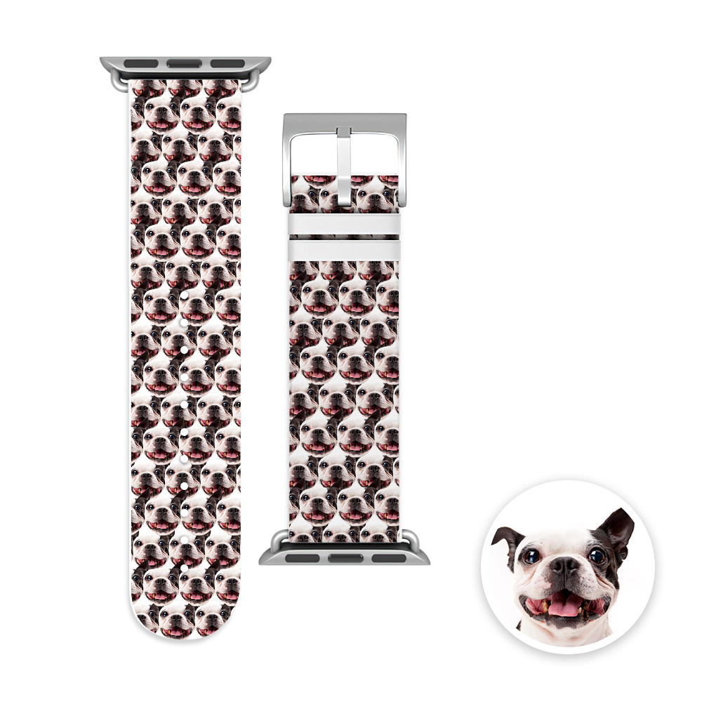 Custom Apple Watch Band with Pet Face Funny Silicone Watch Band- mikcustom.com