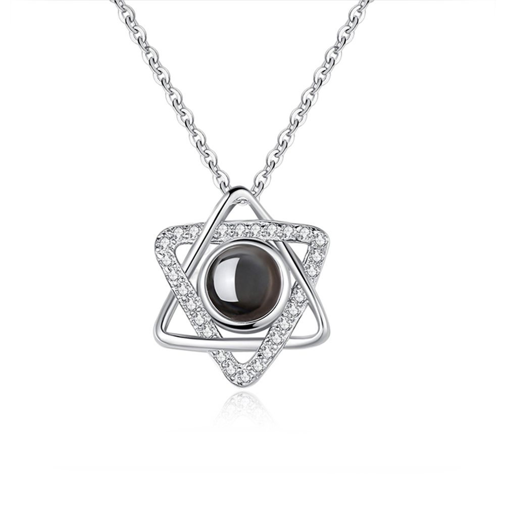 Custom Hexagram Pendant Projection Photo Necklace 925 Sterling Silver- mikcustom.com
